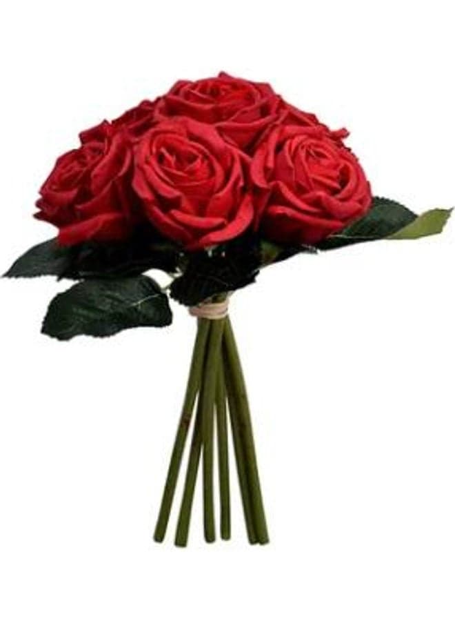 6 Heads Real Touch Artificial Rose Flowers Red 23x6cm