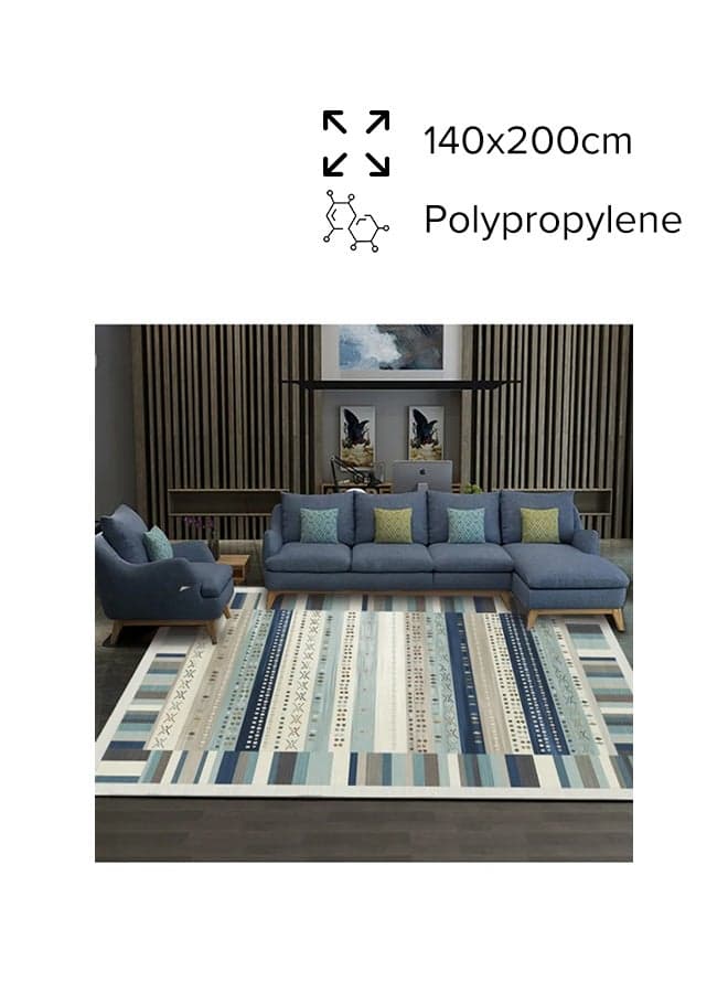 Printed Floor Carpet Polypropylene Blue/Brown/Beige 200x140cm