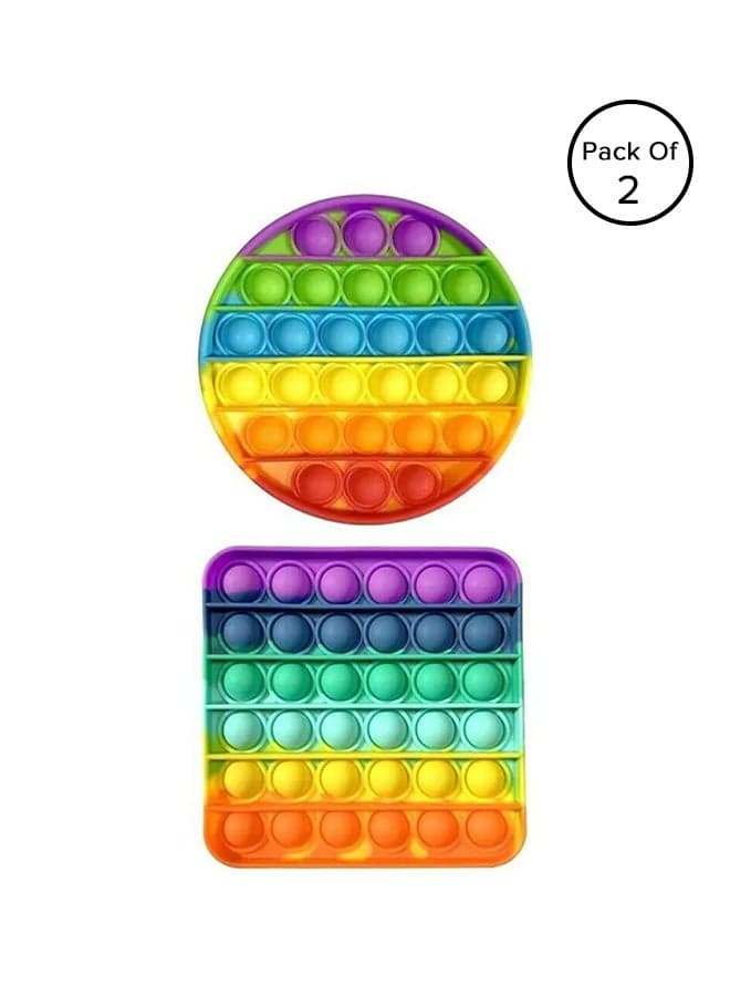 Assorted 2-Piece Push Bubble Sensory Fidget Multipurpose Stress-Relieving Decompression Toy Set 12.5x1.5x.12.5cm