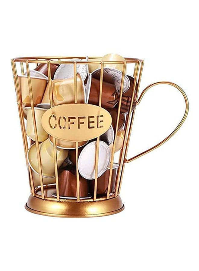 Coffee Capsule Pods Holder Gold 14.5x12x9.5cm