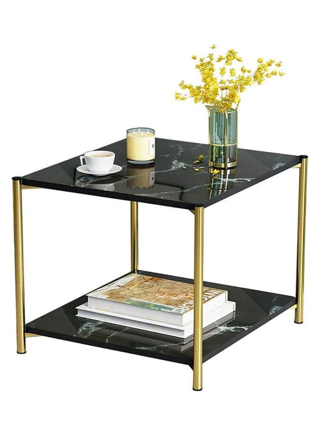 Modern Sofa Side Coffee Table Black/Gold 40x40x43cm