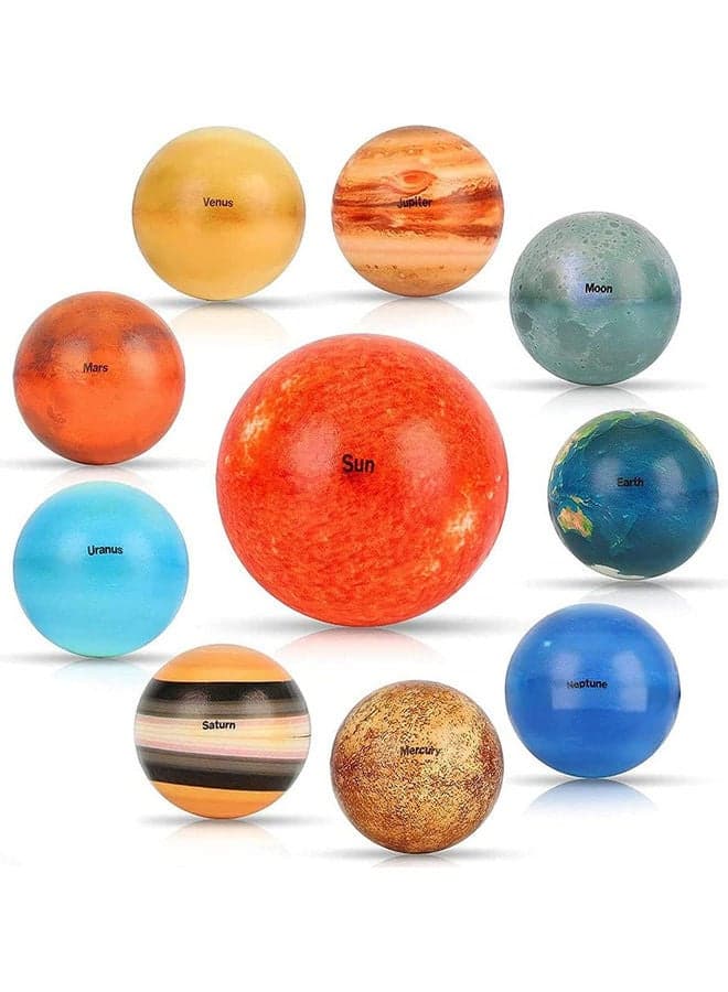 10-Piece Solar System Planets Stress Relief Bouncy Ball Set 6.3cm