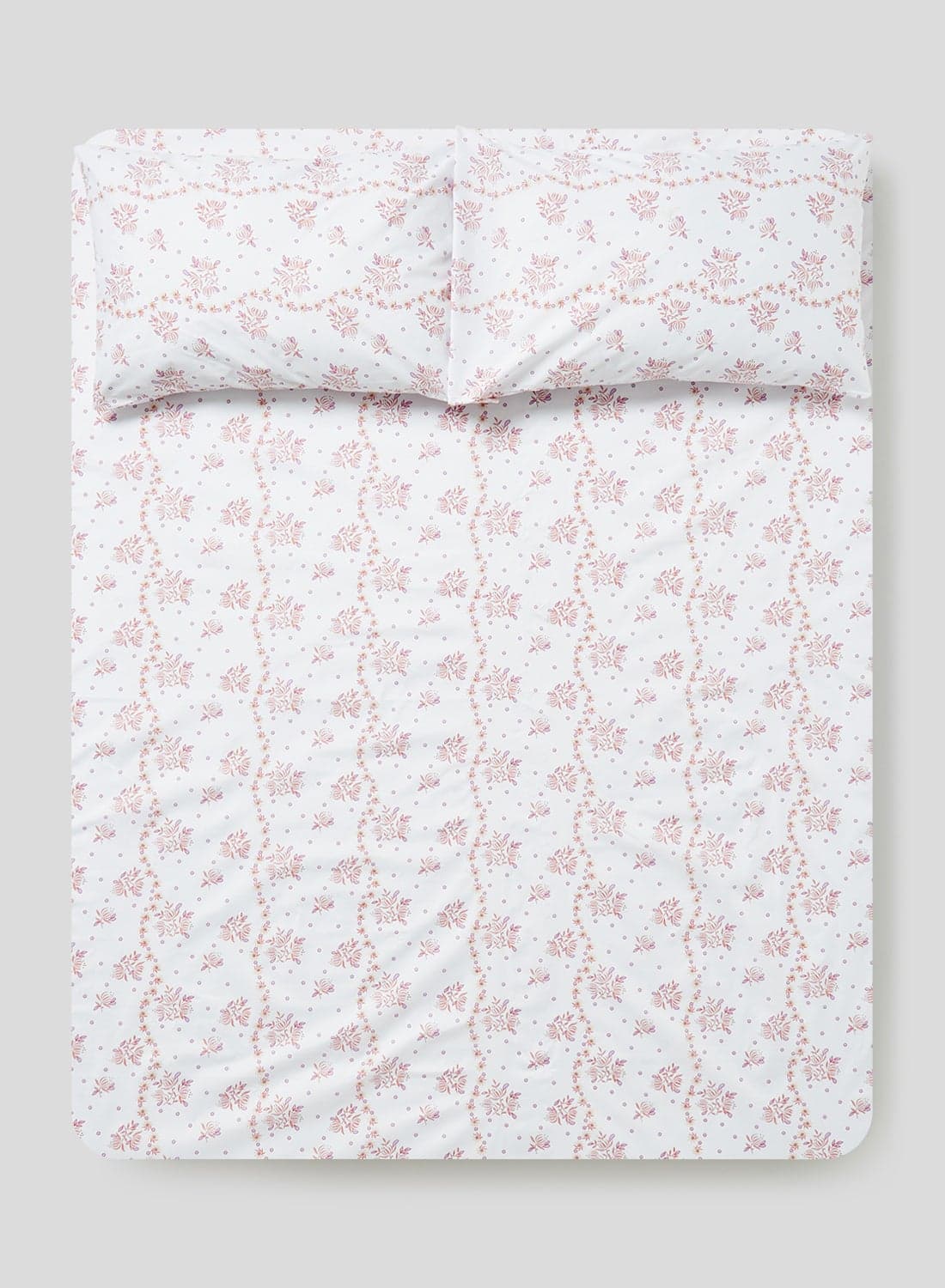 3-Piece Queen Size 180 Thread Count Premium Collection Printed Bedsheet Set Includes 1xBedsheet, 2xPillow Cases 50x75 cm Cotton Red/White 240x254cm