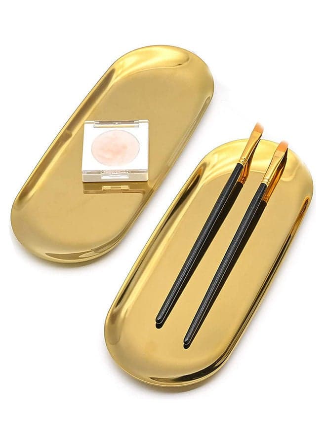 2-Piece Stainless Steel Serving Tray Gold 30x12cm