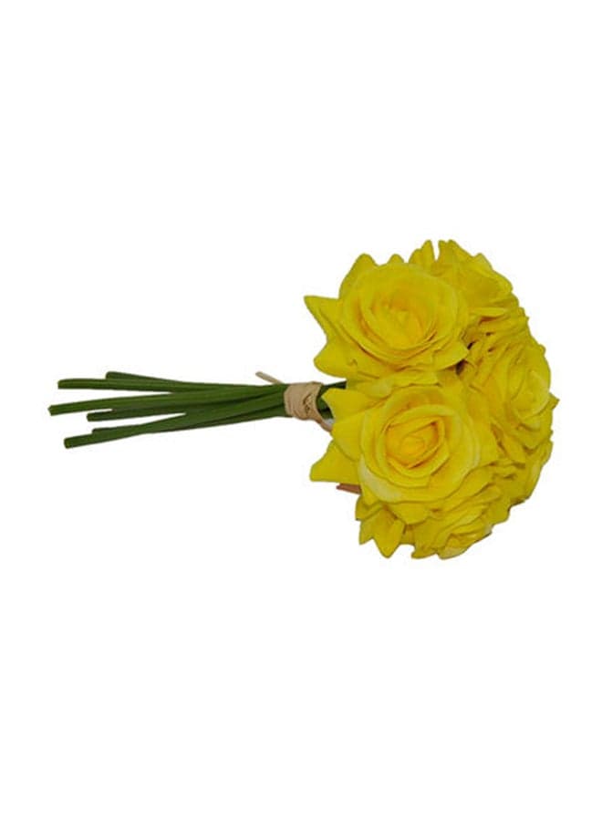 Bundle Of Artificial Flowers Yellow Damask Rose 7centimeter