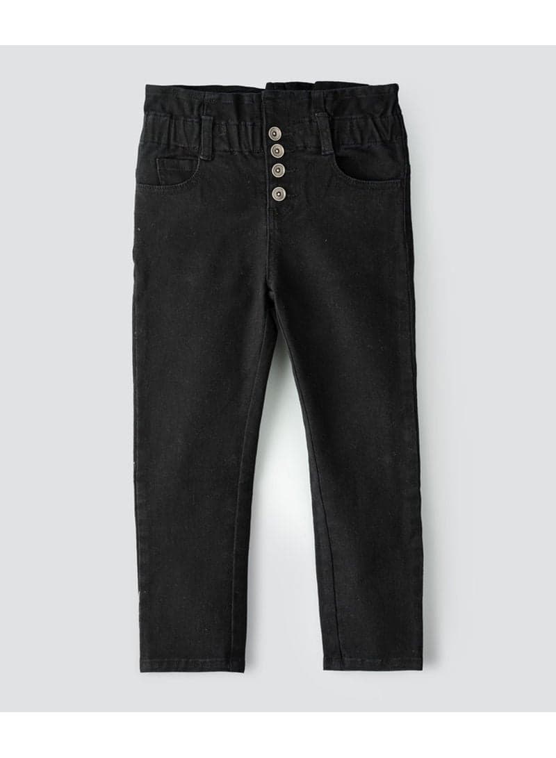 Shank Button High Waist Jeans Black