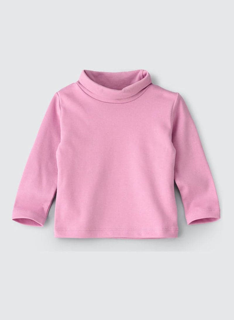 Basic Turtle Neck Knit Top Lilac Pink