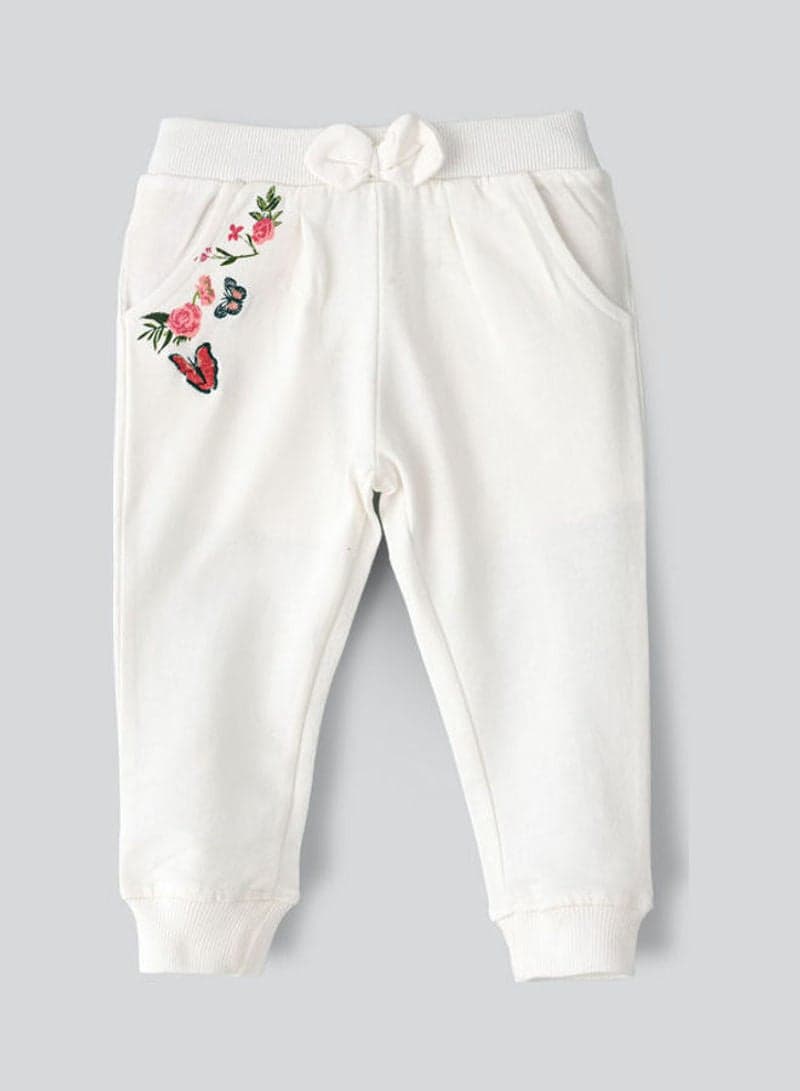 Knit Bow At Waist Joggers Ivory