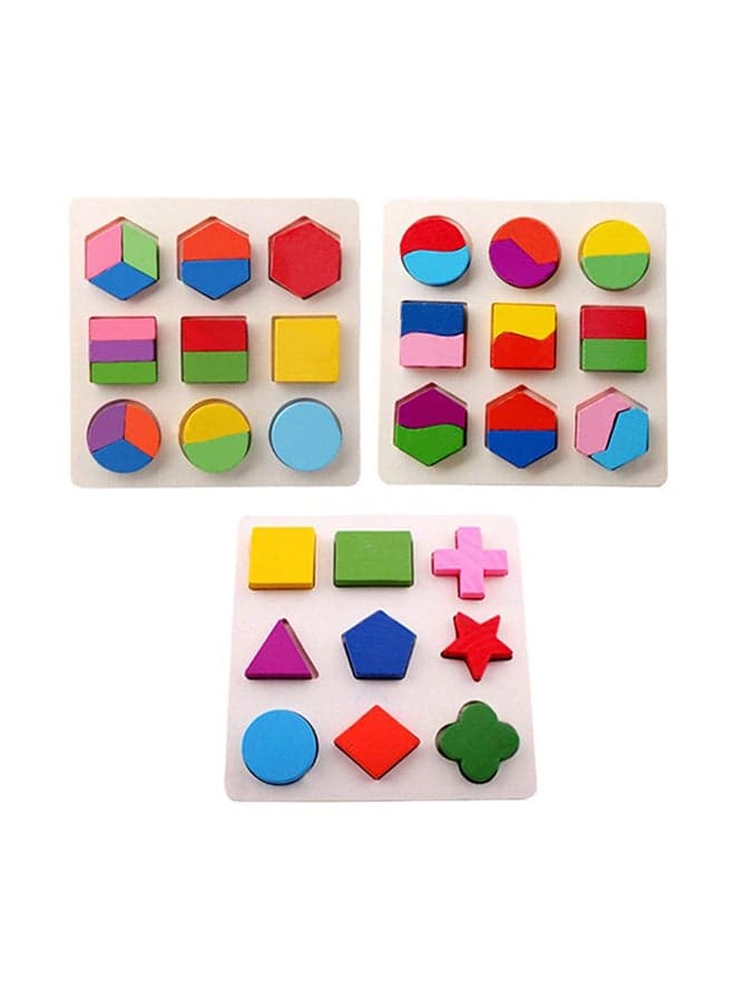3 Patterns Baby Early Learning Wooden Geometry Shape Sorting Educational Puzzle Toy