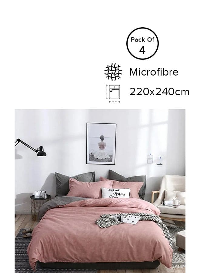 4-Piece King Size Luxurious Cotton And Soft Microfiber Comforter Set Microfiber Red 220x240cm