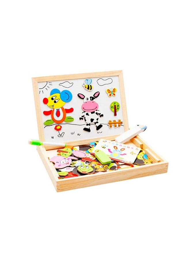 120-Piece Magnetic Puzzle Children'S Intellectual Wooden Drawing Board Toy Set