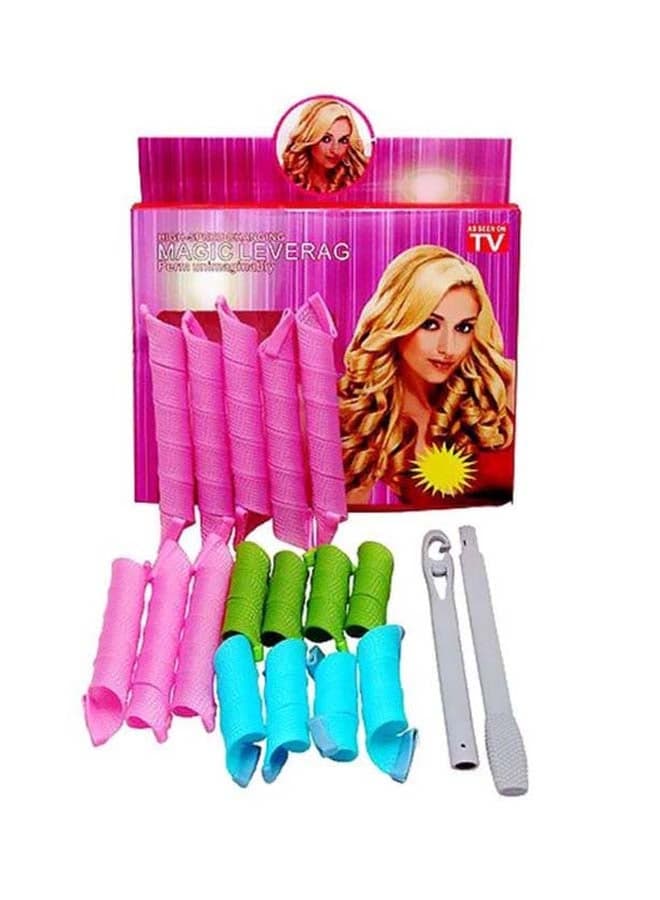 18-Piece Leverag Roller Set Pink/Blue/Grey