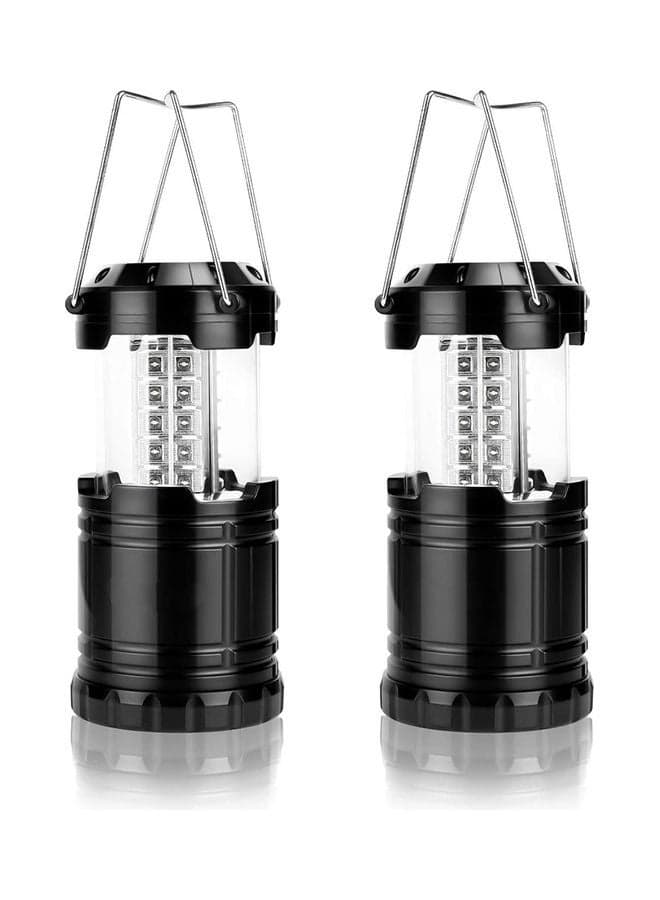 2-Pack Portable LED Camping Lantern Flashlights Survival Kit For Emergency Black/Silver 18x8.5x8.5cm