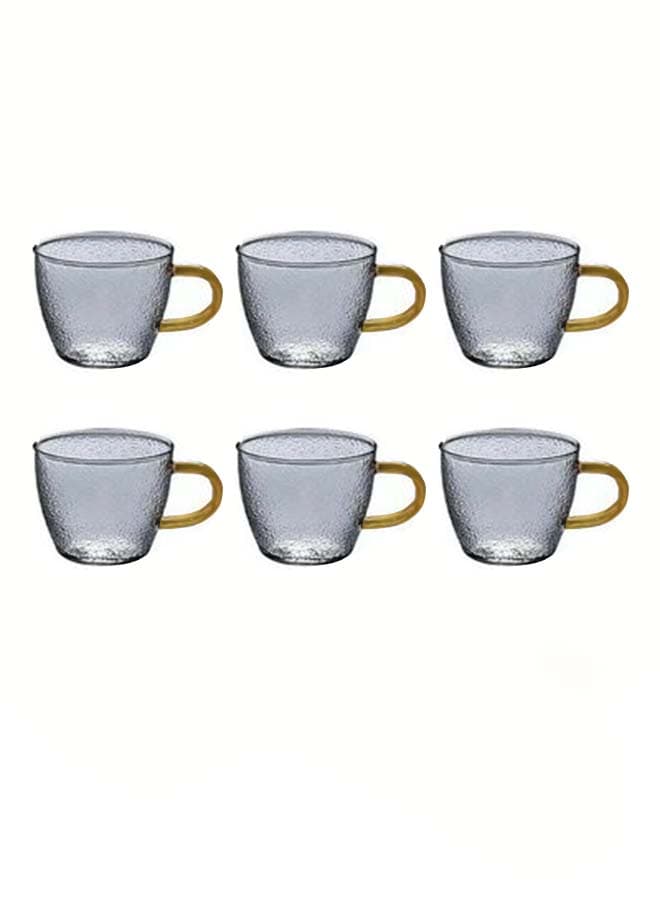 6-Piece Borosilicate Glass Tea Cup Clear/Gold