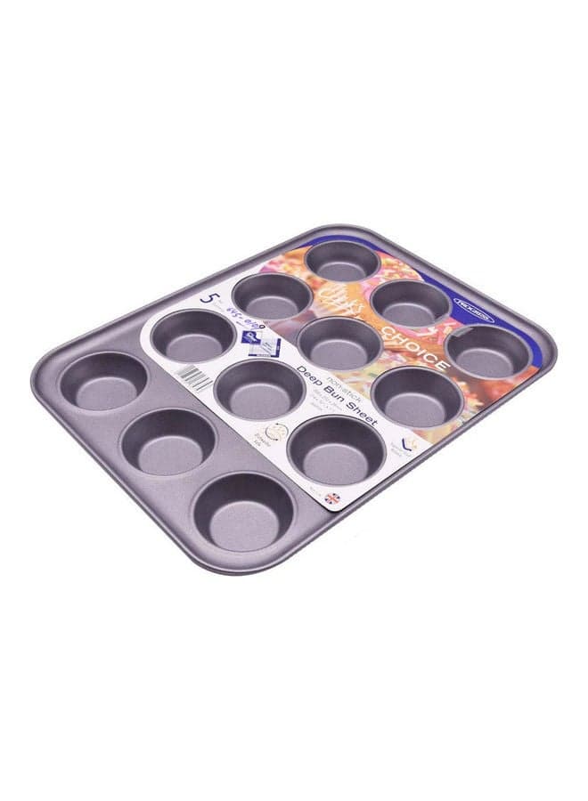Cooks Choice 12-Hole Deep Bun Sheet Grey 36x27x4cm