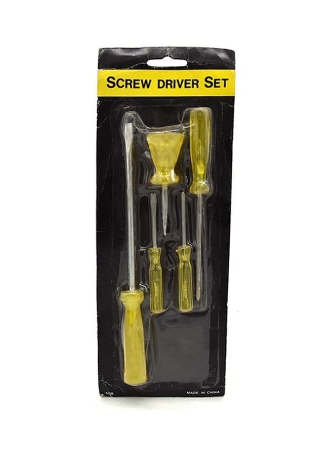 5-Piece Screwdriver Set Yellow/Silver 29.5x11x3.5cm