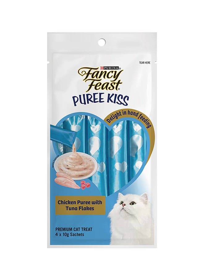 Fancy Feast Puree Kiss Chicken Puree With Tuna Flakes Pack Of 4 White 10grams