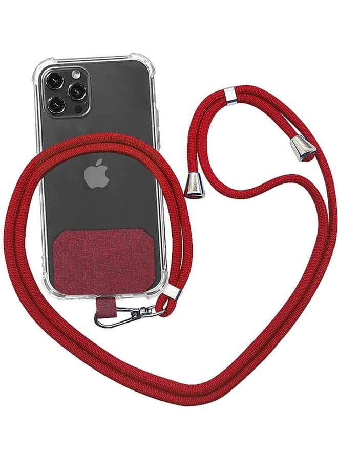 Phone Lanyard Neck Holder With Adjustable Strap Red