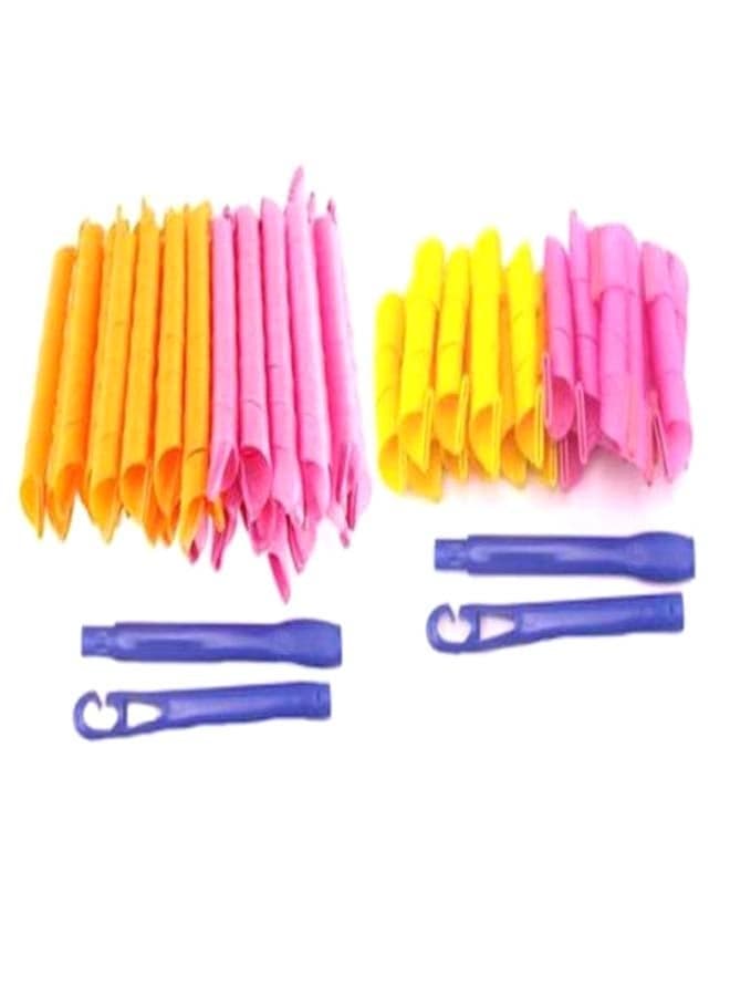 19-Piece Magic Leverage Hair Styling Roller Set Pink/Yellow/Purple