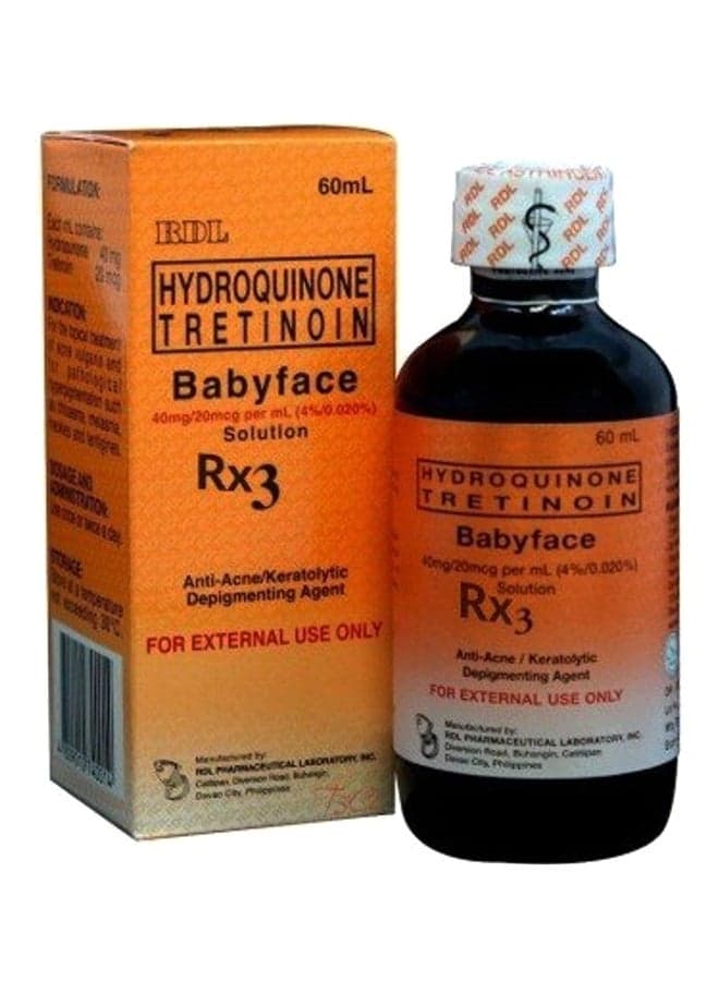 Hydroquinone Tretinoin Baby Face Solution Anti-Acne Depigmenting Agent Clear 60ml