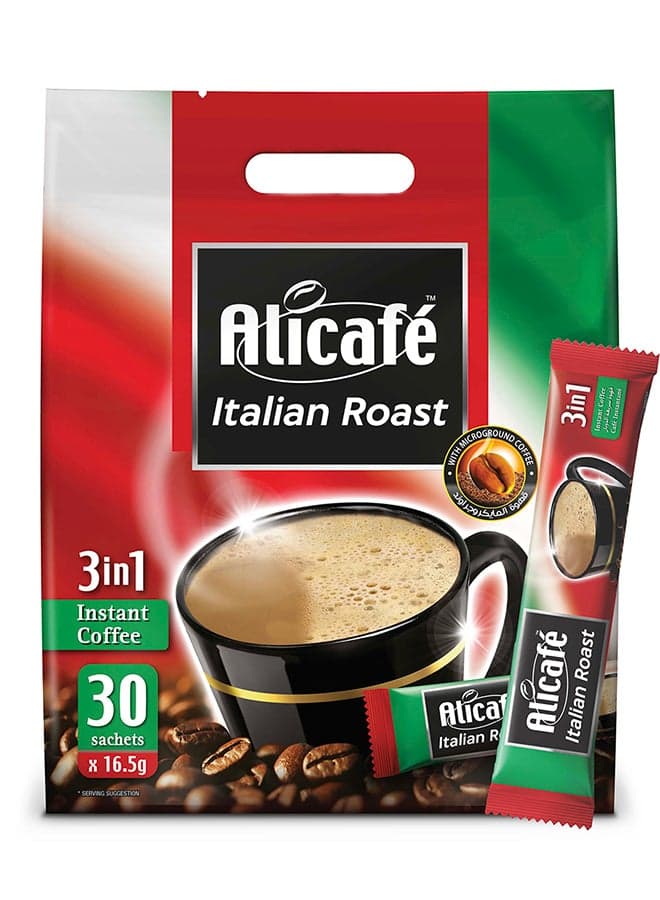 Italian Roast 3 In1 Instant Coffee Pouch 30 Sticks 16.5grams