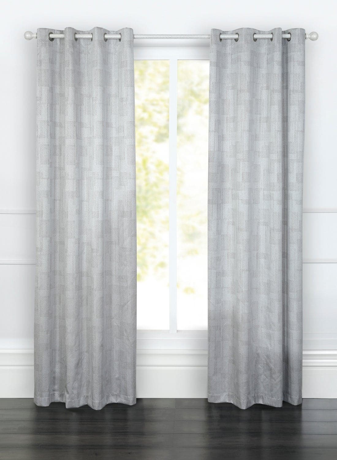 Jacquard Window Curtain Pair With Eyelet Silver 135 x 240cm