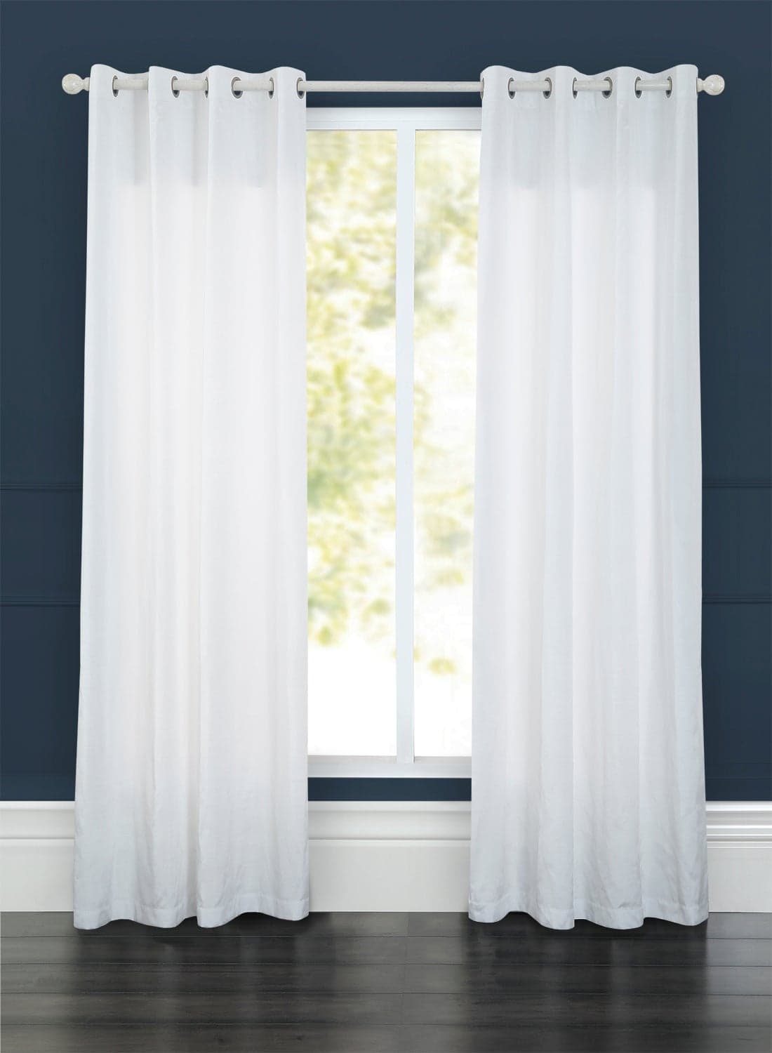 Satin Feel Window Curtain Pair With Eyelet White 135 x 240cm