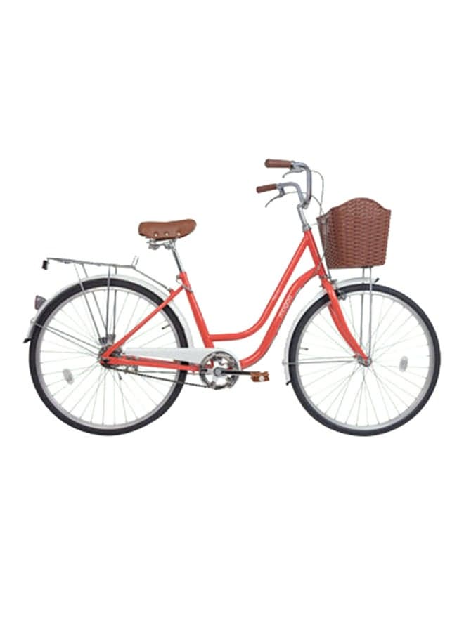 Fiona Cruiser 26-Inch Road Bike | 26-Inch Wheel Size | Adjustable Seat | With Basket And Carrier | Red Color 26inch
