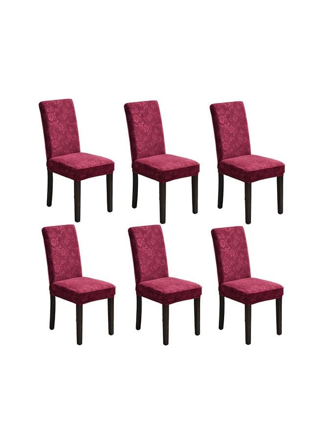 6-Piece Embossed Stretch Chair Cover Red 38x38x45cm