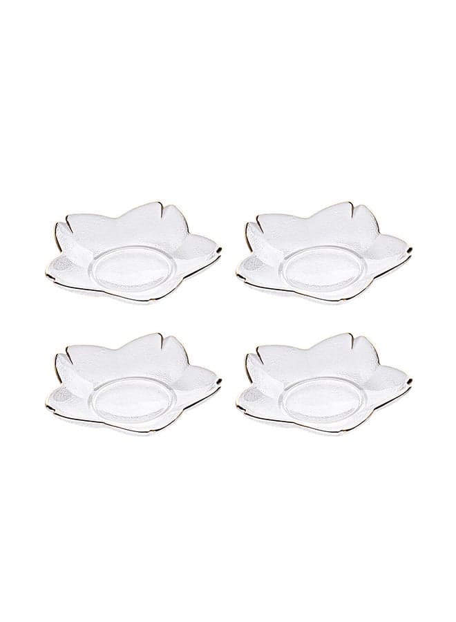 4-Pieces Cherry Blossom Plates Glass Clear 13.4cm