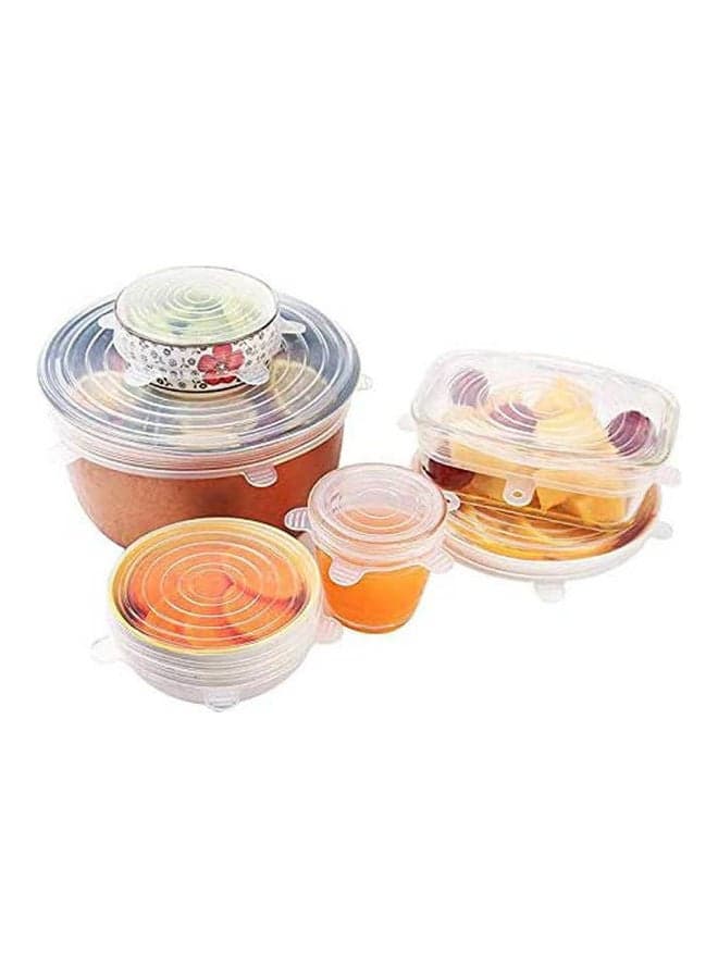 Set Reusable Universal Silicone Saran Wrap Cover Lids Food Bowl Pot Stretch Kitchen Vacuum Seal Bowls White