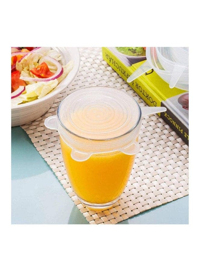 Silicone Stretch Lids Reusable And Expandable Food Covers 6-Pack For Containers White