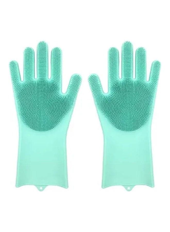 Pair Of Heat-Resistant Silicone Cleaning Gloves Blue
