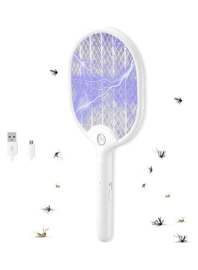 Electric Fly Swatter Racket Mosquito Killer White