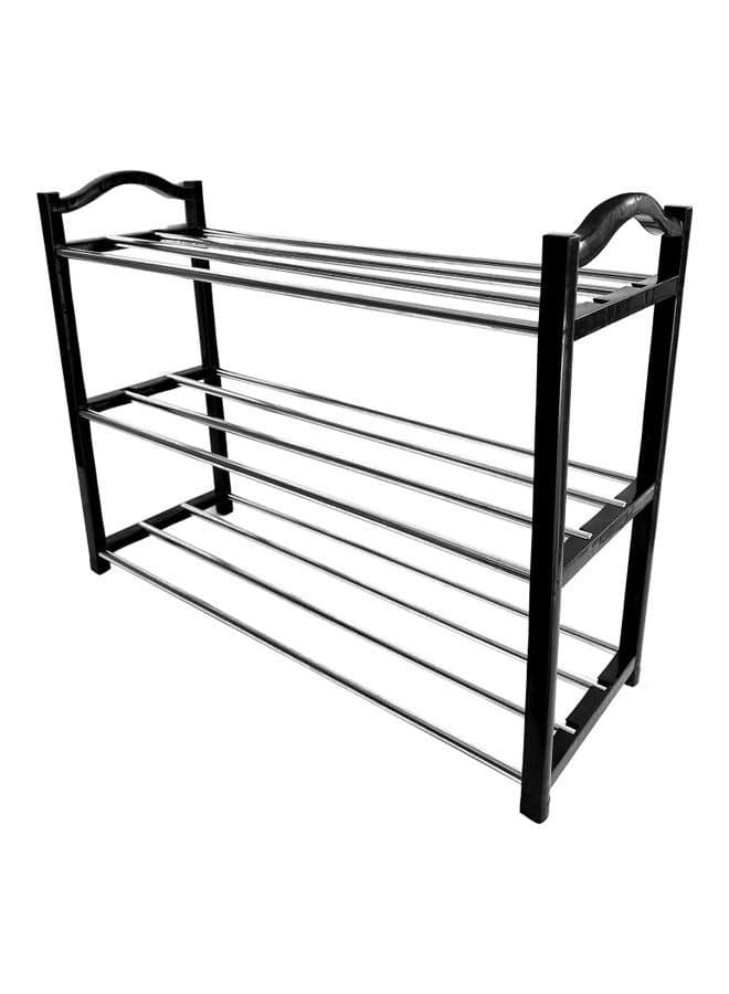 3-Tier Space-Saving Shoe Rack Black 55x19x43cm