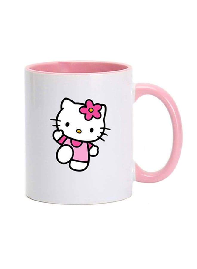 Hello Kitty Waving At You! Printed Coffee Mug Pink/White 350ml