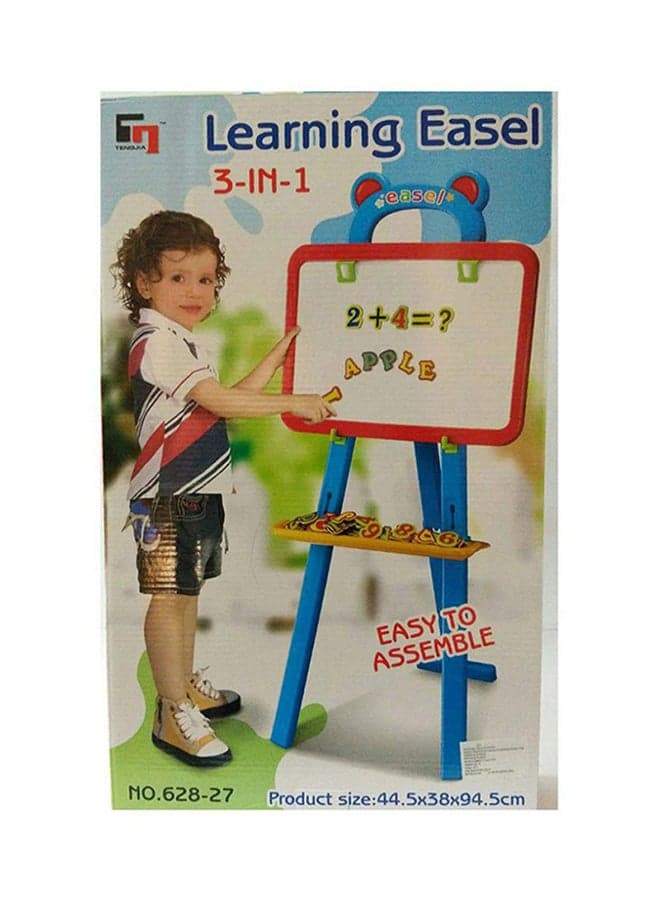 84-Piece 3 In 1 Educational Magnetic Chalk Board Learning Easel Set For Kids Multicolour