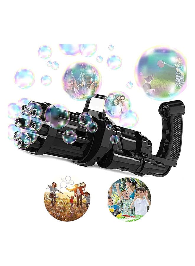 Simple 8-Hole Huge Amount Automatic Bubble Maker Gatling Gun For Kids, Black