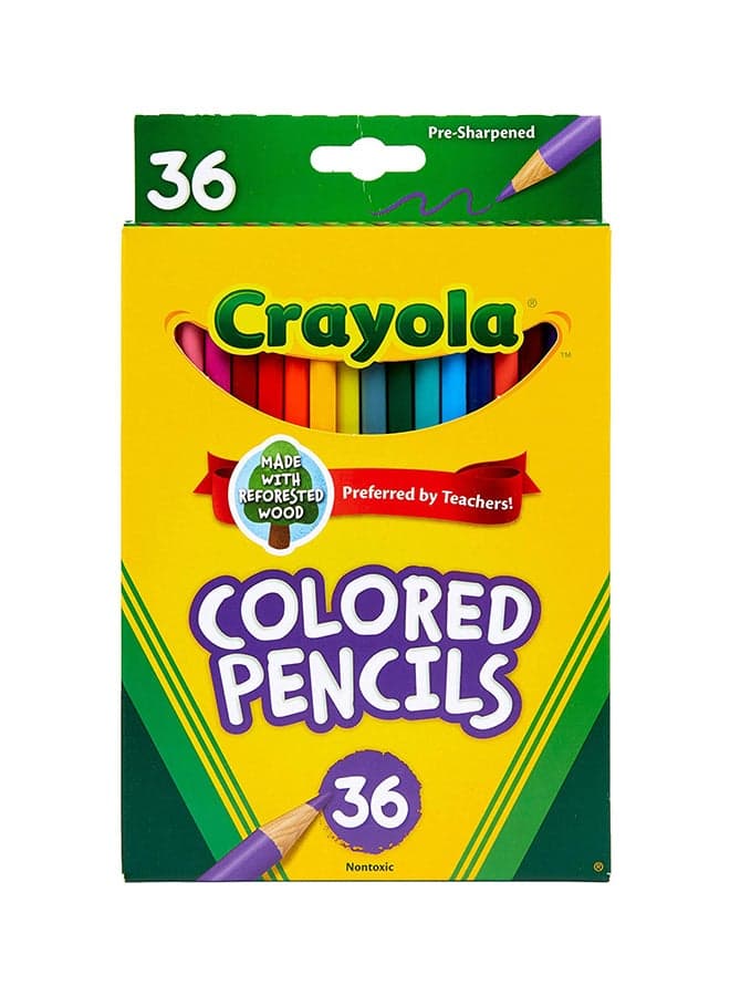 36-piece Pre Sharped Colored Pencils- Made With Reforested Wood- Multicolor 1.75x13.34x20.96cm