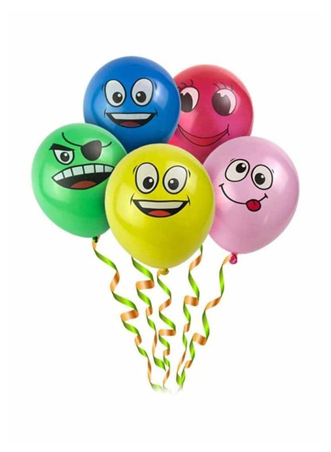 20-Piece Cute Different Emoji Smiley Printed Decorative Party Balloon Set 4x10x8cm