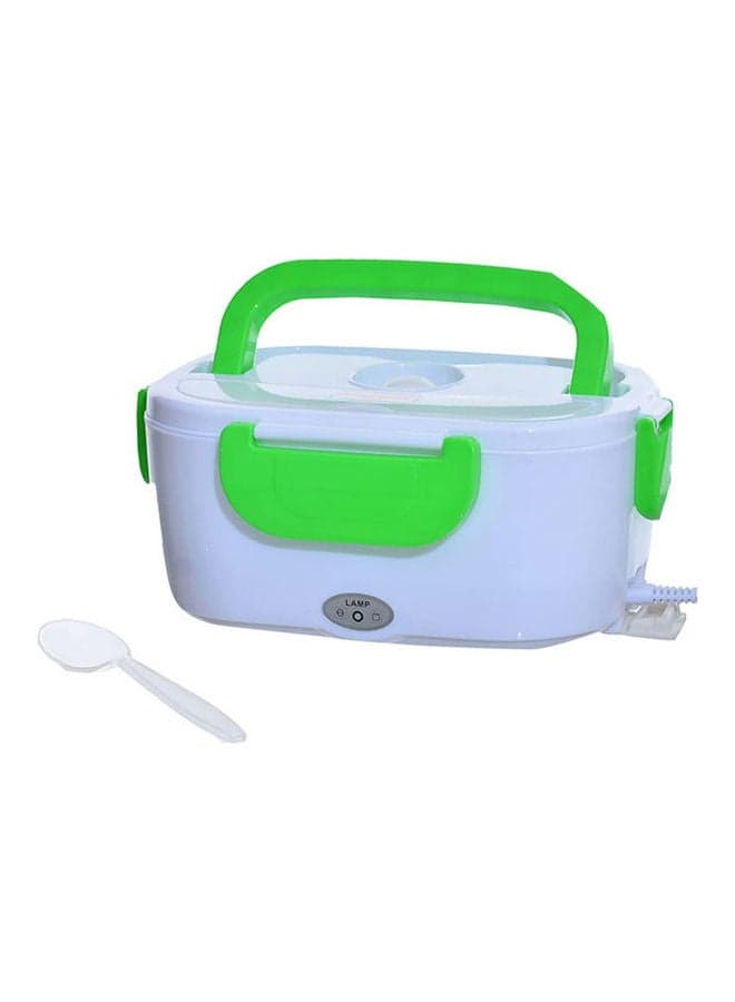 Electric Heater Grid Lunch Box With Plastic Spoon White-Green 24*17*11cm