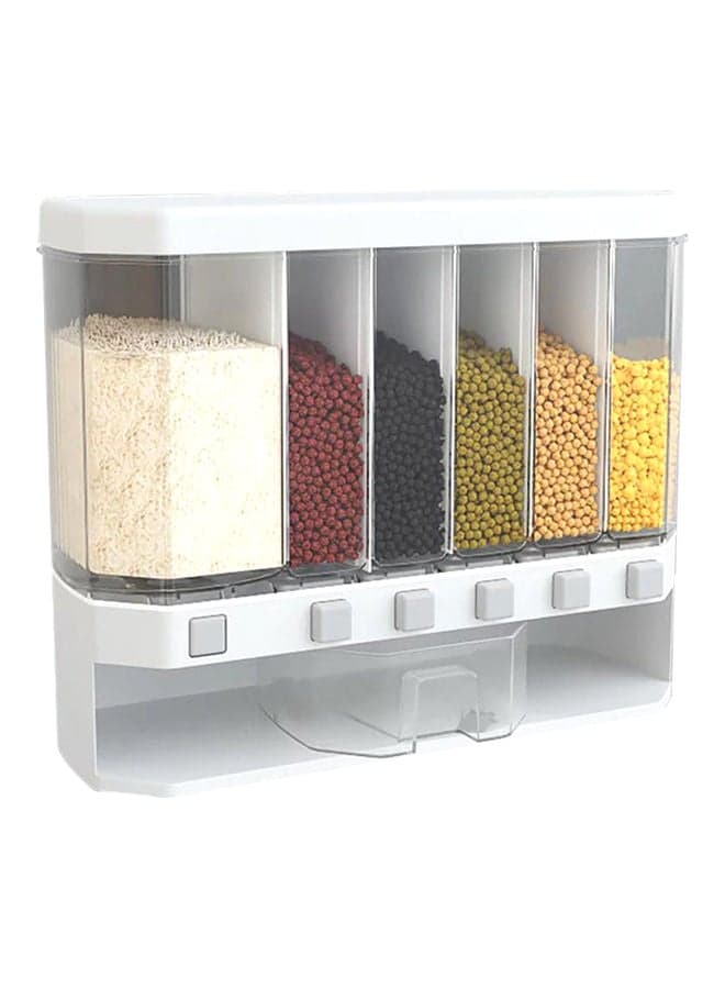 Multi Compartment Wall Mounted Dry Food Dispenser Clear/White 23.5x39x16.6cm