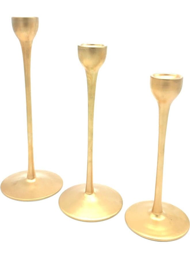 3-Piece Candle Holder Set Gold 33x30x25cm