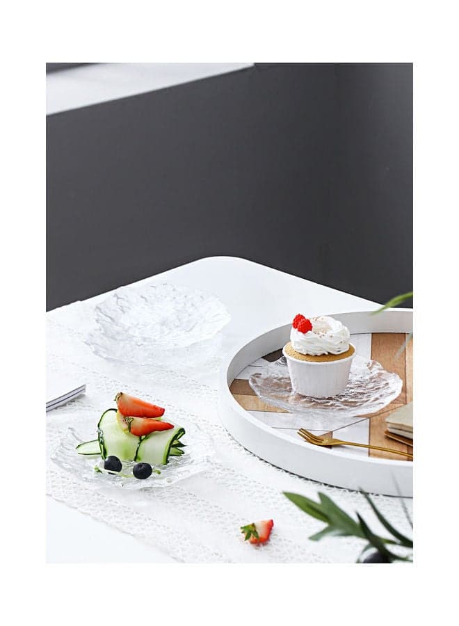 4-Piece Glass Ice Exposed Small Plate Clear 15cm