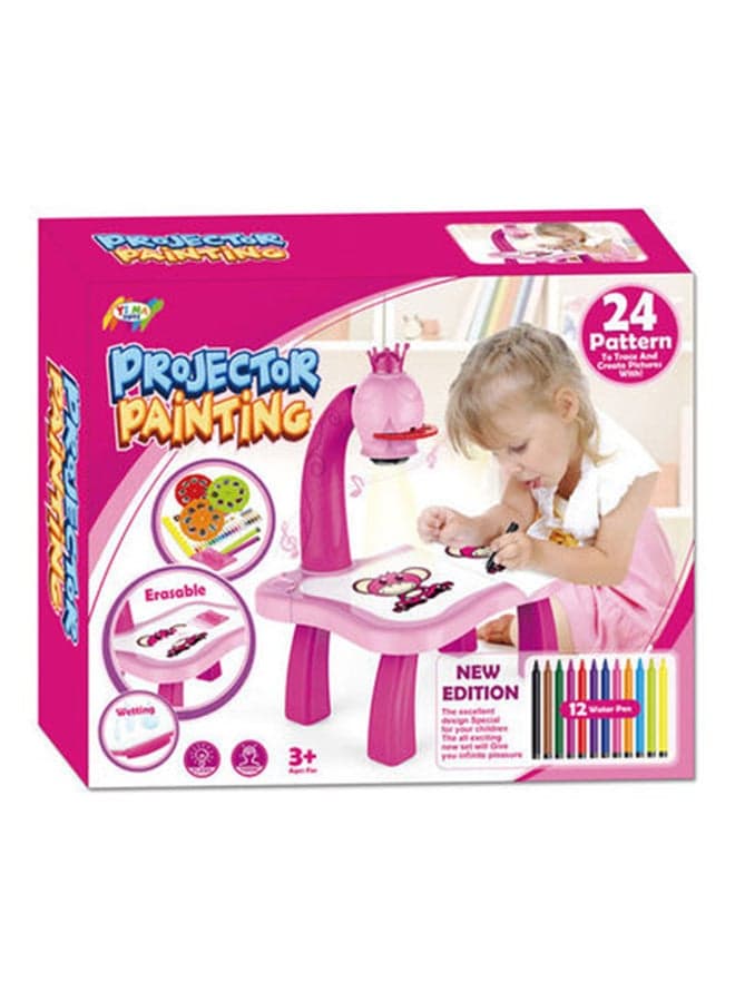 Adjustable Rotating Kids Projector Painting With 12 Colour Markers And 24 Patterns To Trace 39x27.5x7cm