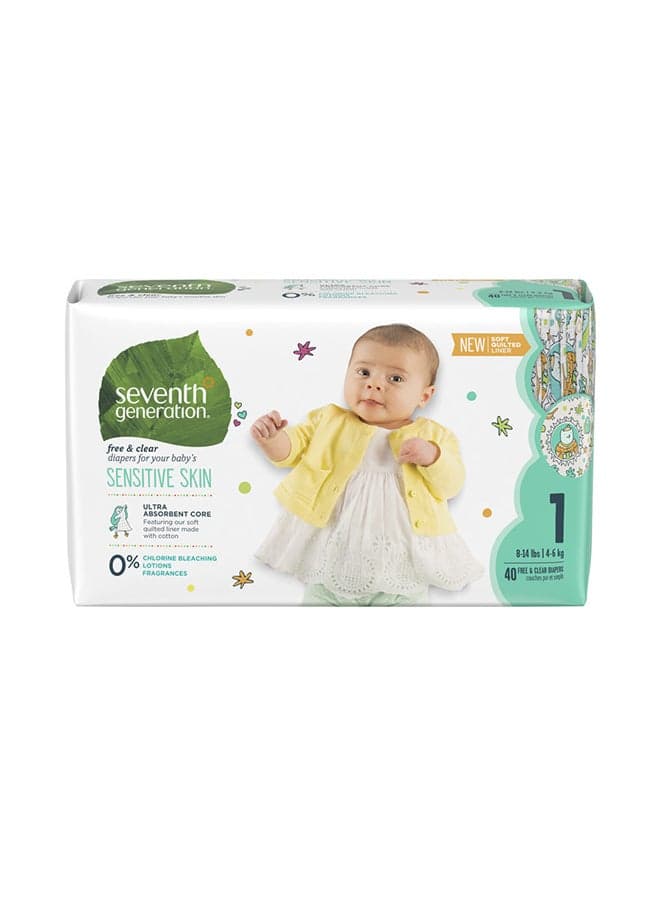 Pack Of 40 Free And Clear Diapers Mega Pack Size 1