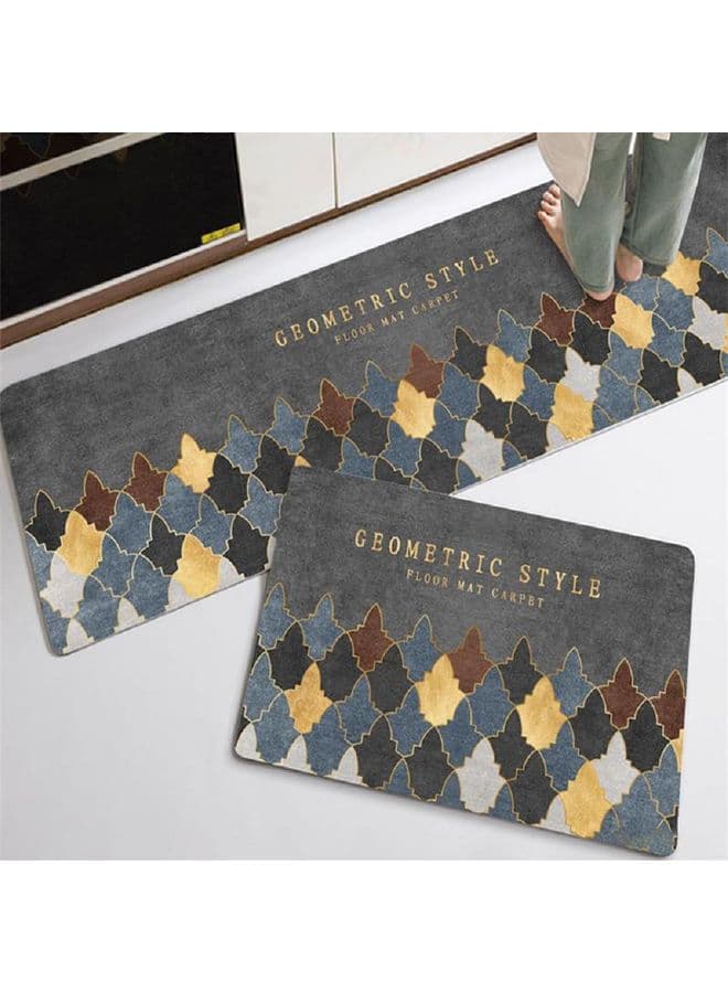 2-Piece Kitchen Floor Mat Grey 40 x 60cm