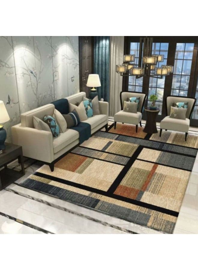 Interior Remodeling Warm Living Luxurious Modern Printed Rectangular Anti-Slip Carpet Multicolour 140 x 200cm