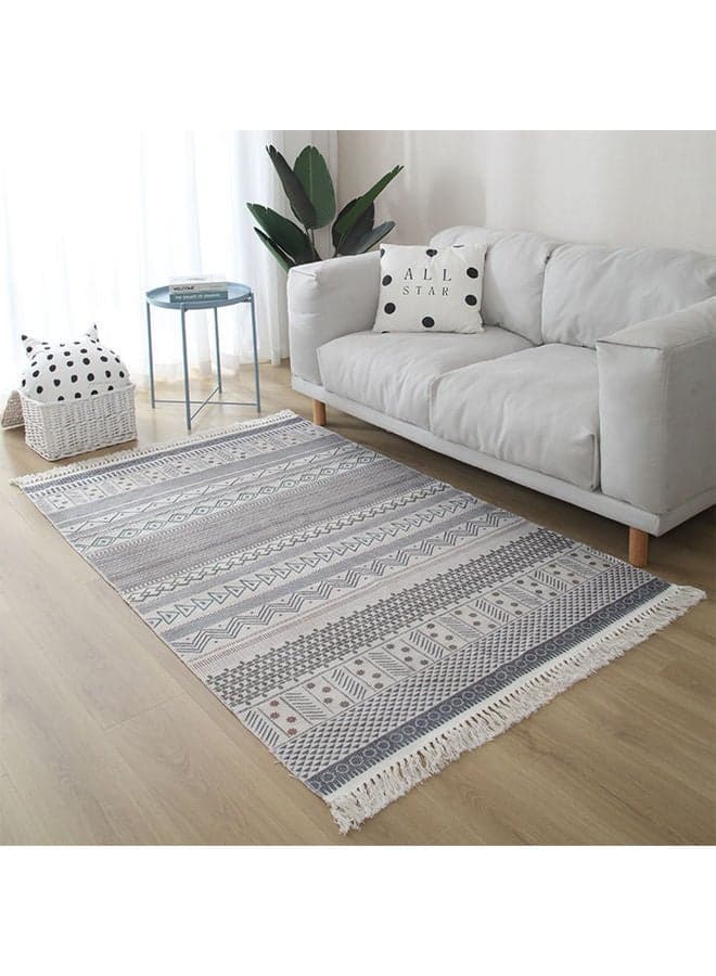 Soft Touch Hand-Woven Bohemian Fringed Rug Carpet Grey 140x200cm