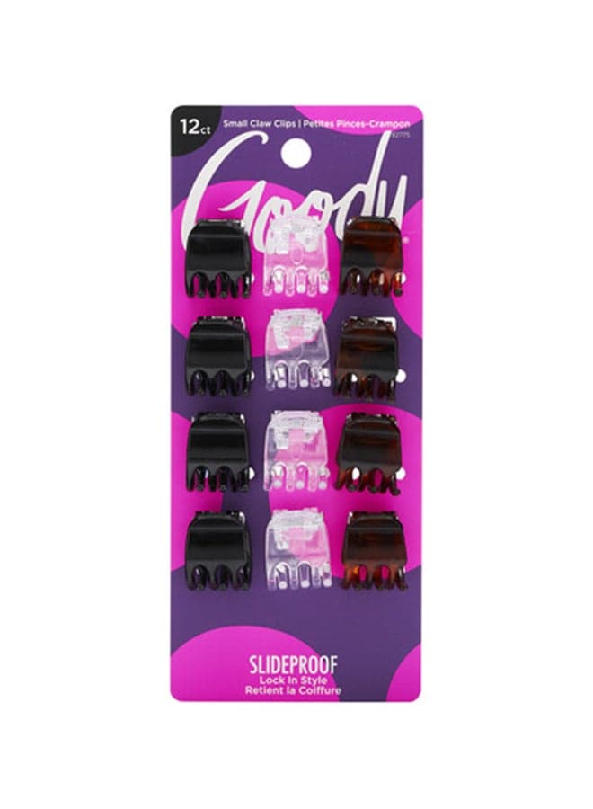 12-Piece Classics Three Prong Mini Claw Clip Multicolour 16.5cm